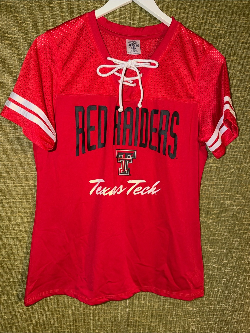 Rivalry Threads Red Texas Tech Lace-Up Women's Jersey with White Accents
